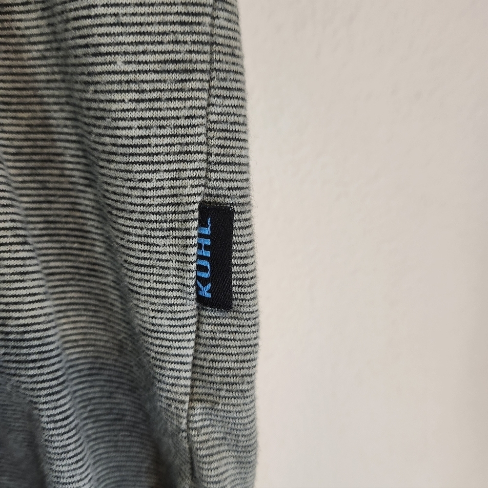 Kuhl Mens Gray Stripe Polo With Double Pocket And Cotton Blend Size Large - Picture 3 of 7